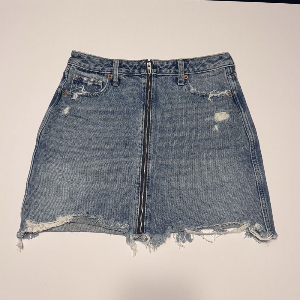 Abercrombie & Fitch Vintage A Line‎ Distressed Denim Full Front Zipper Y2K Skirt